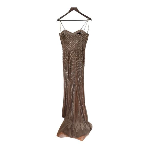 JOVANI art deco beaded bronze gown with train - Picture 4 of 9